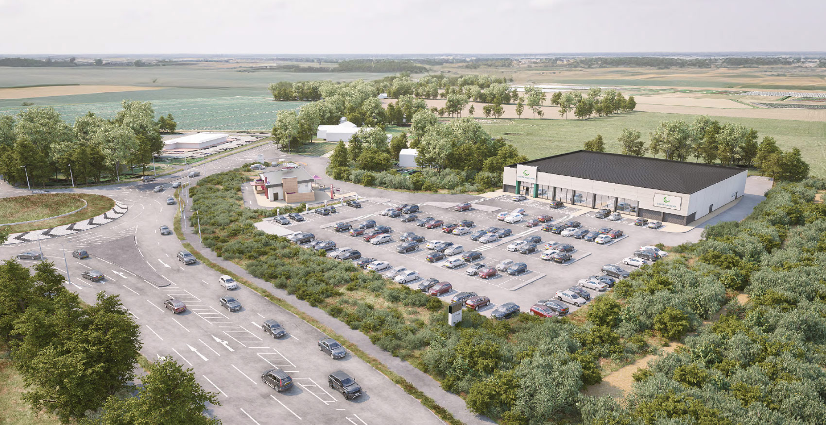 3D aerial visual of South Holland Retail Park